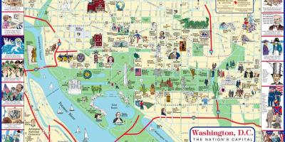 Washington dc plekke om te besoek kaart