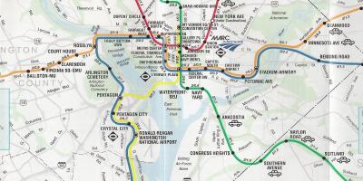 Washington dc kaart met metro stop