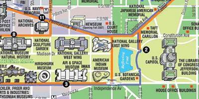 Kaart van washington dc museums en monumente
