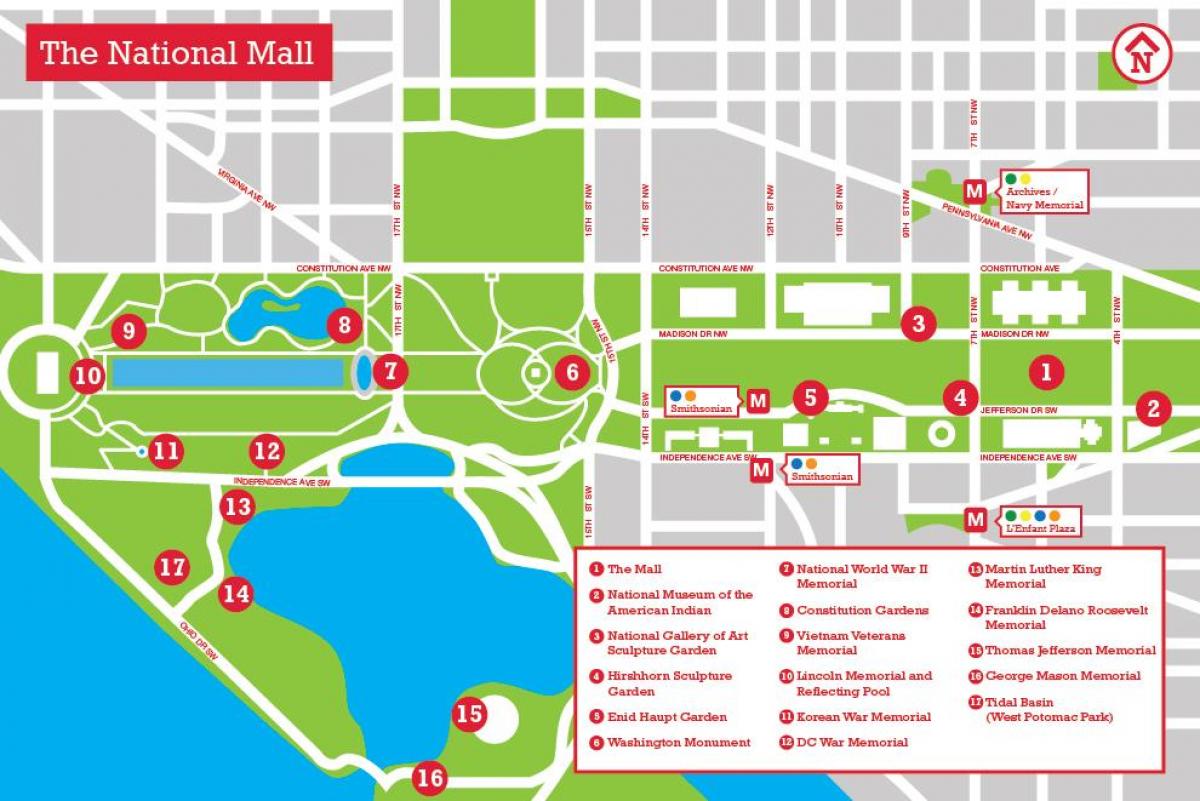 kaart van die nasionale mall parkering