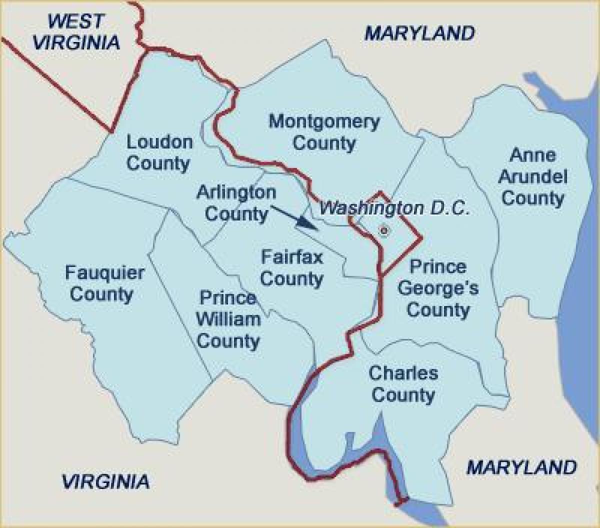 dc-area county kaart
